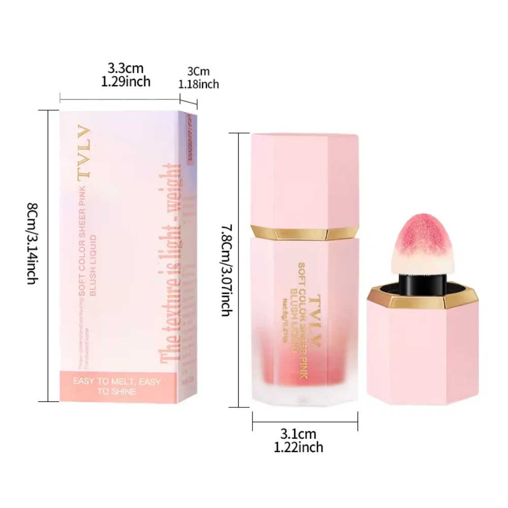 TVLV Water Light 6 Colours Velvet Liquid Blush Sponge Head Blusher Natural Lasting Brighten Facial Contour Blush Tint Makeup view 5