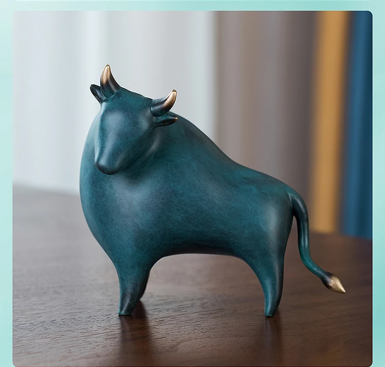 2022 أفضل نحت برونزي رائع فن تجريدي مكتب منزلي 5A ثروة عالية الجودة ثور البقرة ثورًا حظًا سعيدًا تاليسمان التميمة
