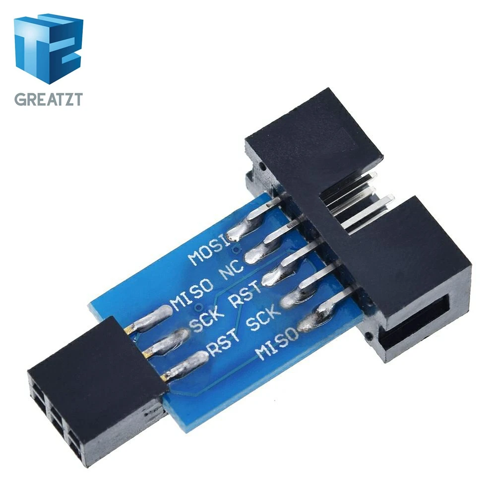 GREATZT 10 Pin to 6 Pin Adapter Board for AVRISP MKII USBASP STK500 High Quality