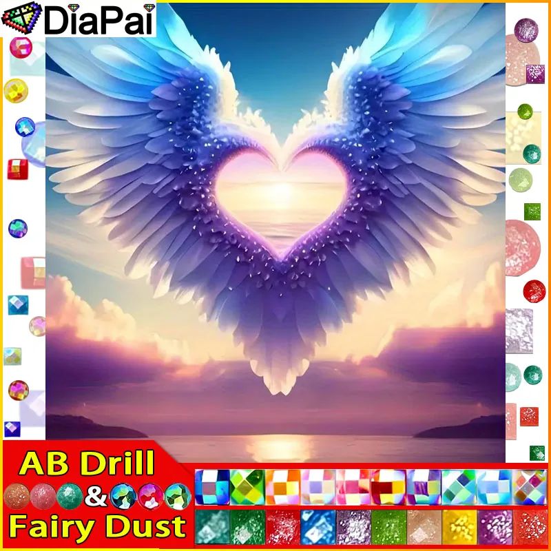 

DiaPai Fairy Dust AB Diy полная квадратная круглая дрель 5D алмазная живопись Алмазная вышивка "Крылья любовь" домашний декор подарок