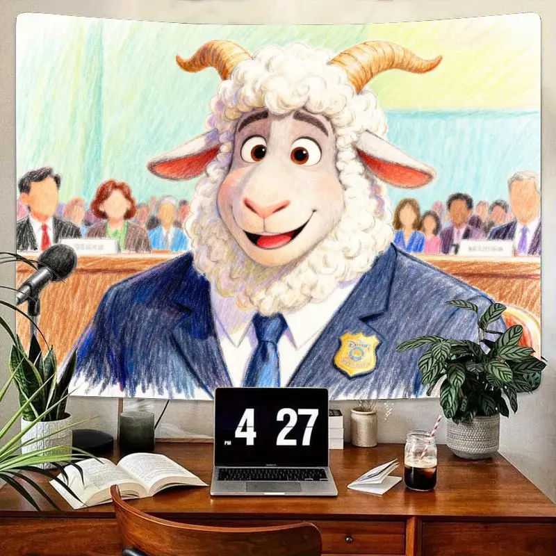 

1 шт., гобелен с персонажем виде овцы, уникальное настенное искусство, красочный домашний декор, идеально подходящий для украшения гостиной или детской комнаты