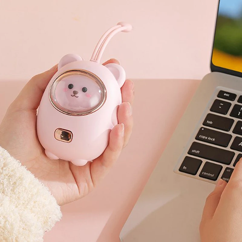 Cute Pink Bear Hand Warmer 1200mAh USB Rechargeable Portable Winter Warmer Small Tool Pocket Mini Electric Hand Warmer