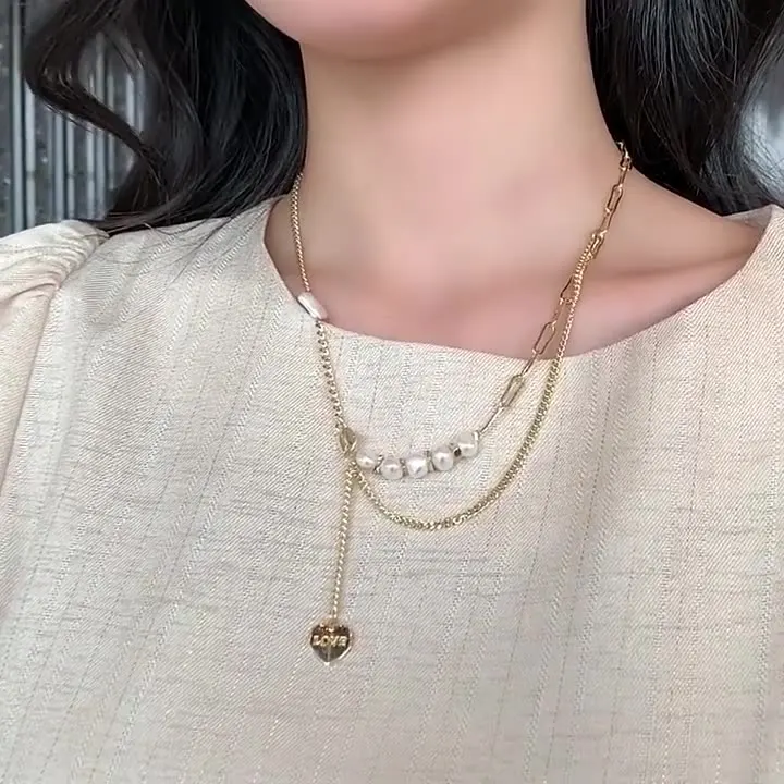 Romantic Love Heart Natural Baroque Freshwater Pearl 14K Gold Filled Female Necklace For Women Wedding Gifts No Fade