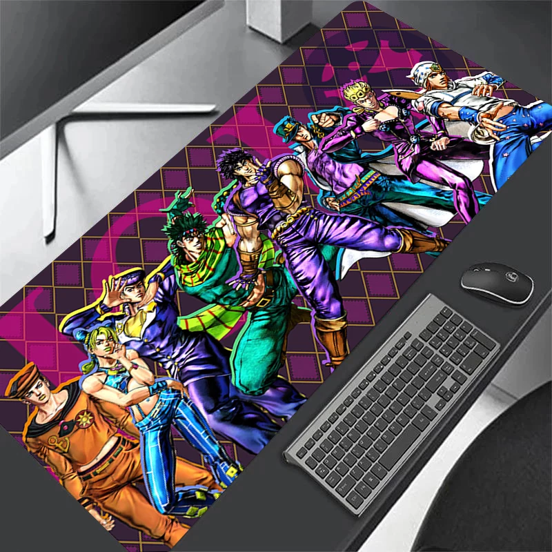 Anime Cartoon Dazzling Cool Mousepad Jojo Bizarre Adventure Cabinet Keyboard Gaming PC Accessories Thickened Soft Mouse Pad XXL