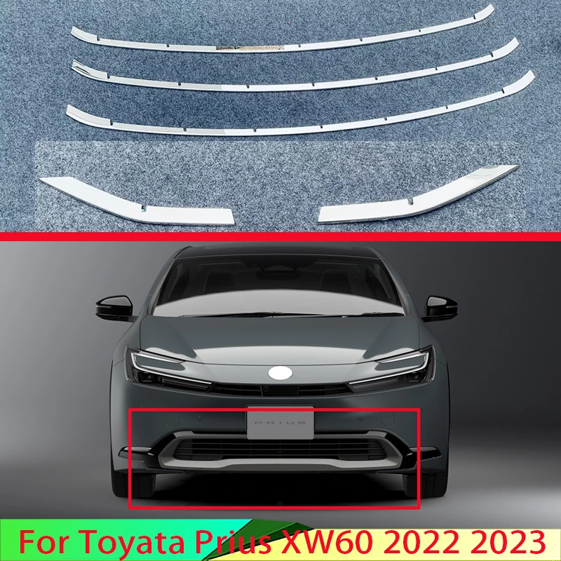 For Toyata Prius XW60 2022 2023 Stainless Steel Front Center Mesh Grille Grill Cover Radiator Strip Trim Decoration