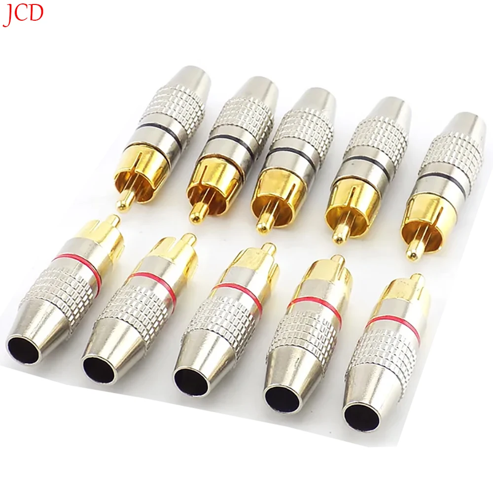 4/10pcs RCA Male Plug Connector Non Solder AV Audio Video Locking Cable Plug Adapter solderness for Video CCTV Camera Security