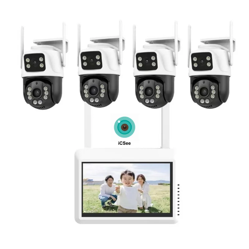 

6MP 4CH Dual Lens WiFi CCTV Camera Kit System Wireless Security Outdoor PTZ With Two-Way Audio Network NVR Kit