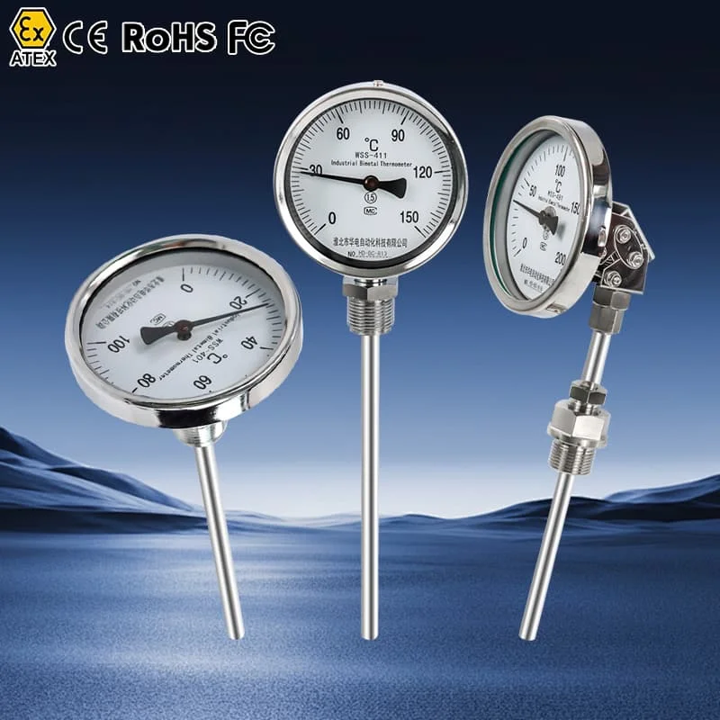 Bimetal Thermometer Sensor Hvac  Thermometer Bimetallic Strip Temperature Sensor Metal Probe Thermometer Hvac Line