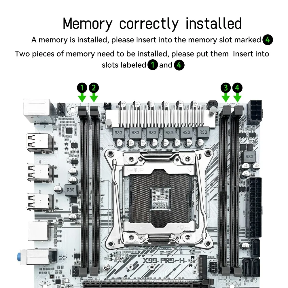 مجموعة اللوحة الأم X99 PR9-A Intel Xeon E5 2660 V3 LGA 2011-3 CPU وDDR4 16GB ECC RAM USB3.0