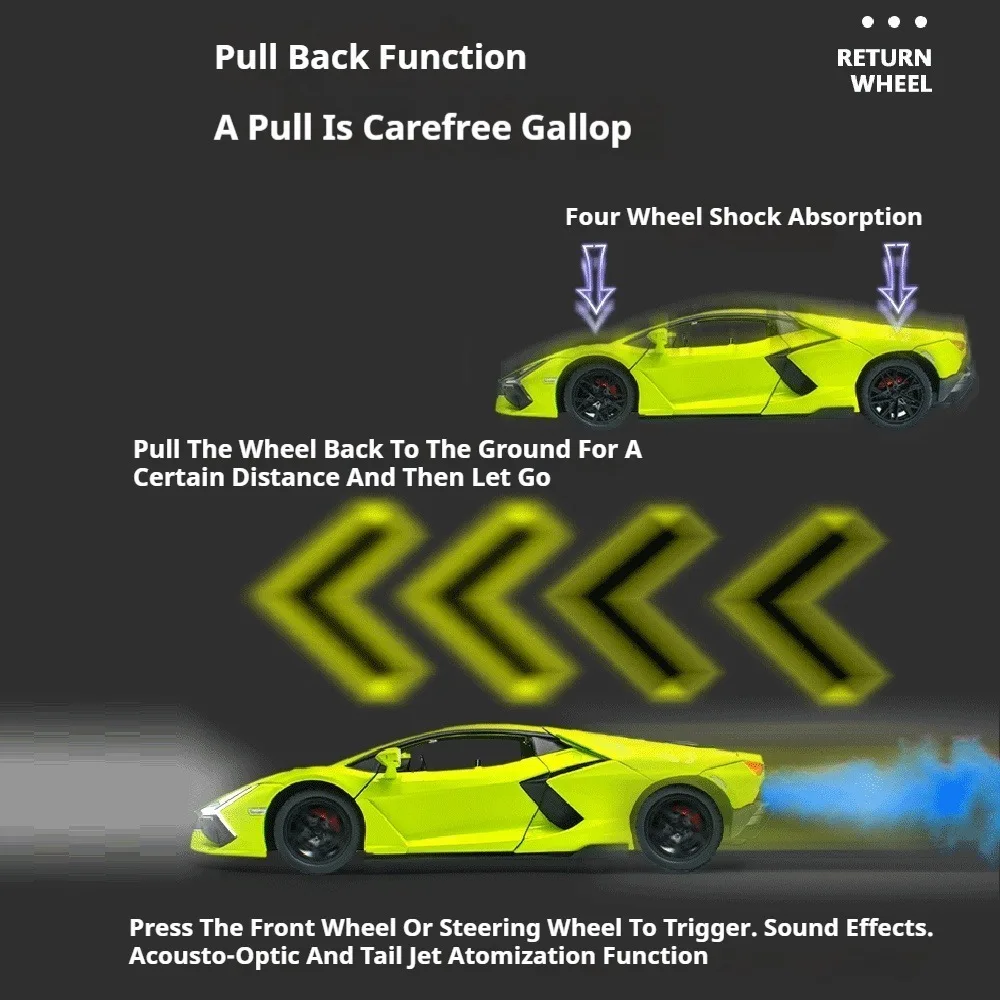 1/24 Revuelto Huracan Spielzeug Modellauto Diecast Legierung Sportwagen Türen Geöffnet Sound Licht Zurückziehen Hohe Simulation Modell Junge Geschenke