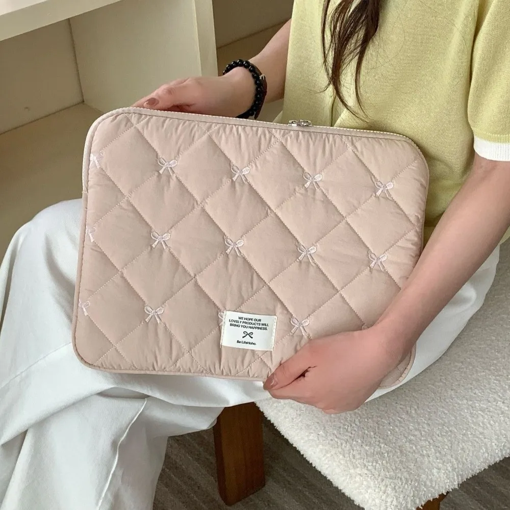 

Carring Case Cute Bow Laptop Sleeve Shockproof Soft Computer Bag 13-14inch Tablet Sleeve Case School