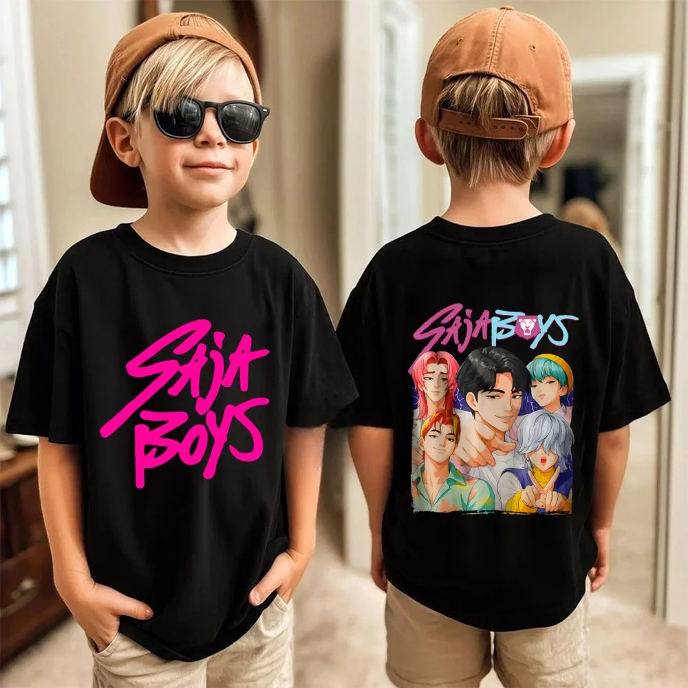 2026 Vintage Saja Boys Print T-Shirt Anime Short Sleeve Tee Summer Girl Boy Shirt Casual Tops Crewneck Clothing