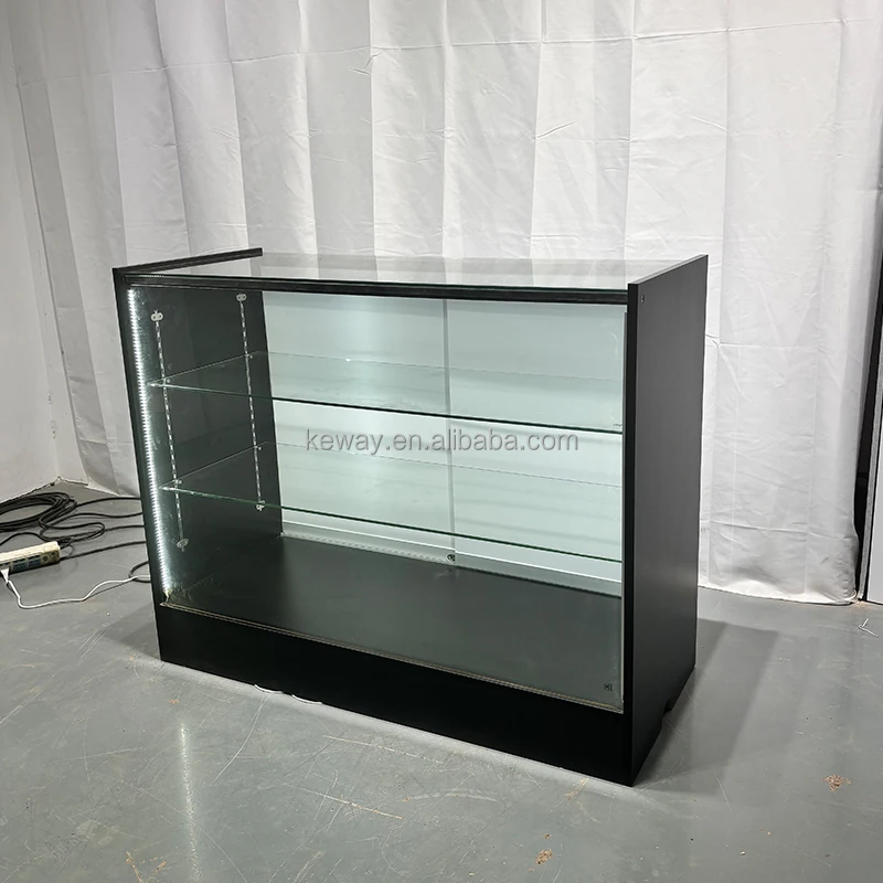 Custom 48/72 Inch Aluminum Glass Display Case with LED Lights Smoke Shop & Retail Counter