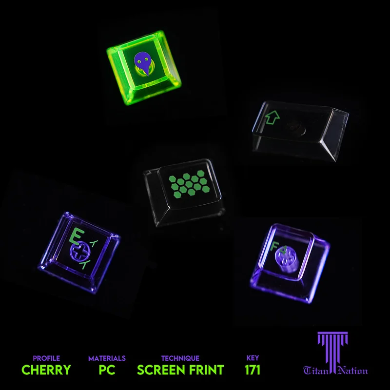 Evangelion Keycap Pc Full Transparent Set With 171 Keys High Transparency Wear-Resistant Original Factory Height Keyboard Keycap