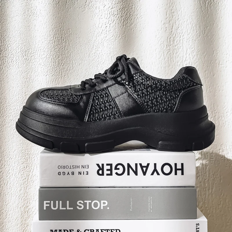 

2025 New Dress British Style Head Derby Platform Business Inner Height Increase Big Head Commuter Casual Men's Leather Shoes