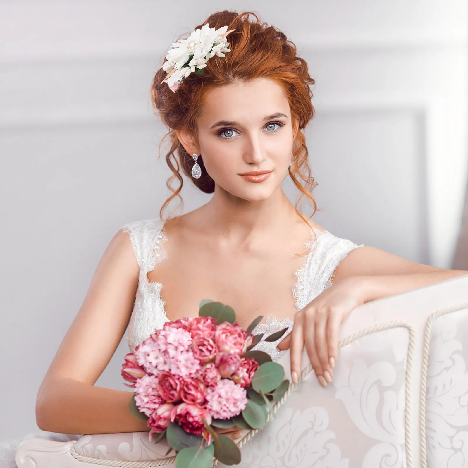 

3Pcs Charming Simulated Flower Hairpins Excellent Cloth Material Comfortable Usage for Women and Beautiful Hair Clips