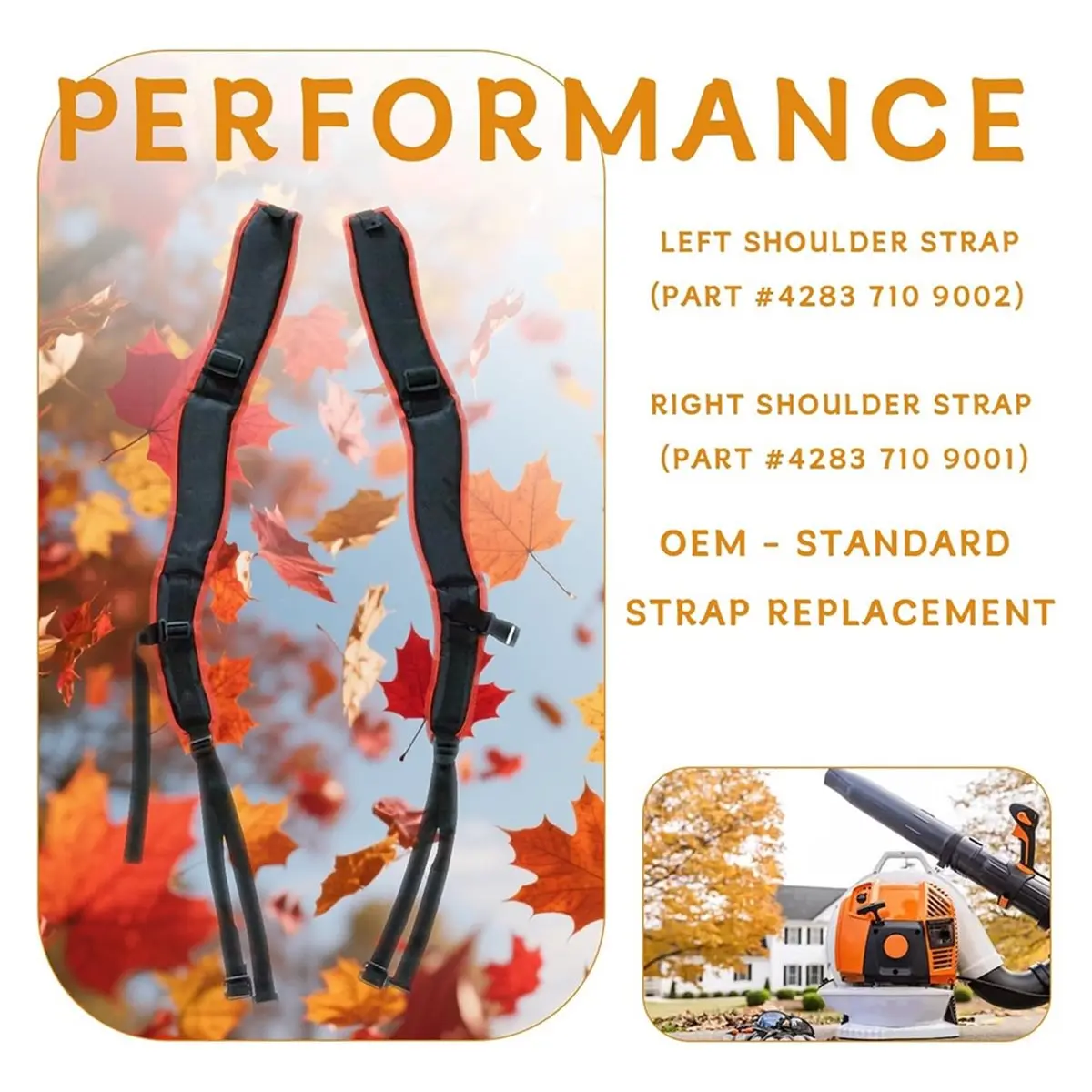 A1176K For BR800/BR800x Leaf Blower Harness Strap Set with Replacement 4283 710 9001 & 4283 710 9002 SUMMER