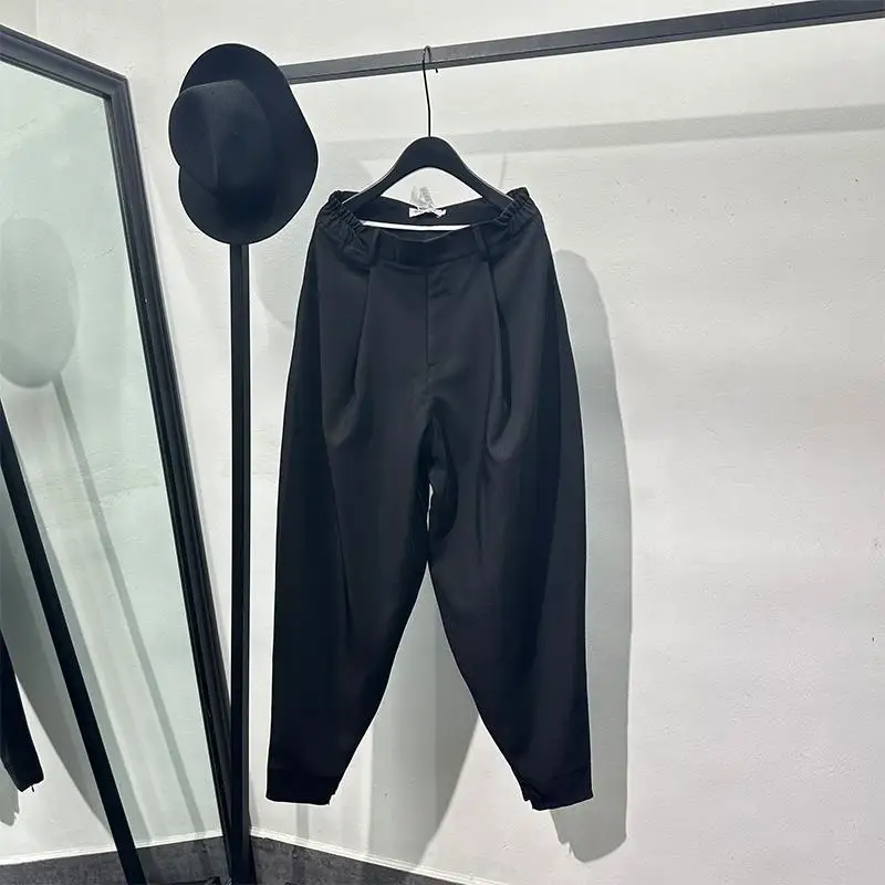 Avant-Garde Ankle Banded Pants Men's Spring and Autumn Retro Workwear Loose Casual Trousers High-Grade Trendy Fashion Bloomers
