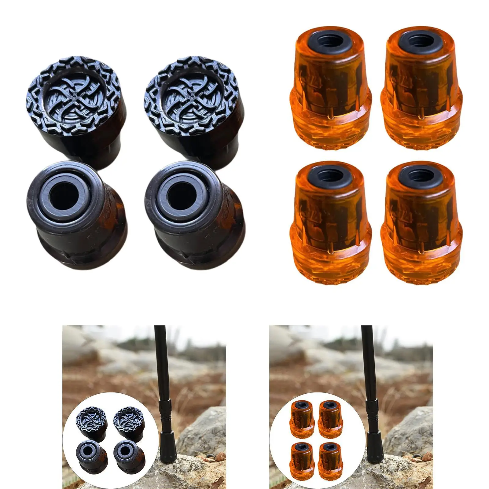 

4 Pieces Trekking Pole Tips Wear Resistant Parts Replacement Feet Protectors