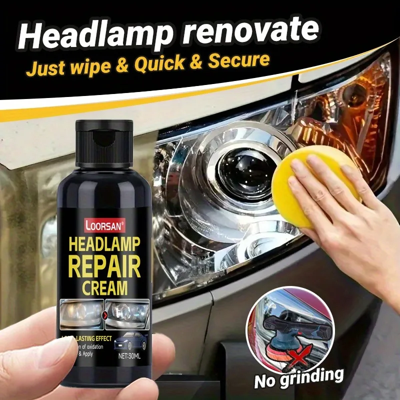 Headlight Restoration Kit: 5-Min Quick Fix for Yellowing/Scratches, UV Protectant, Restores Cloudy Car/Truck Lenses Like New