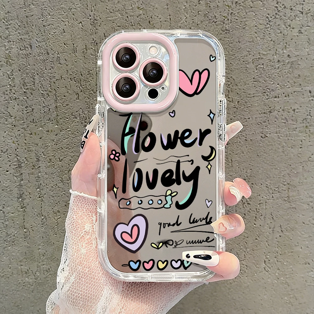 Kreative Herz-Graffiti Air Cushion Spiegel-Handyhülle für iPhone 17 15 14 16 Pro Max 13 12 11 Pro X XR XS 7 8 Plus 17Air Cover – Detail 9