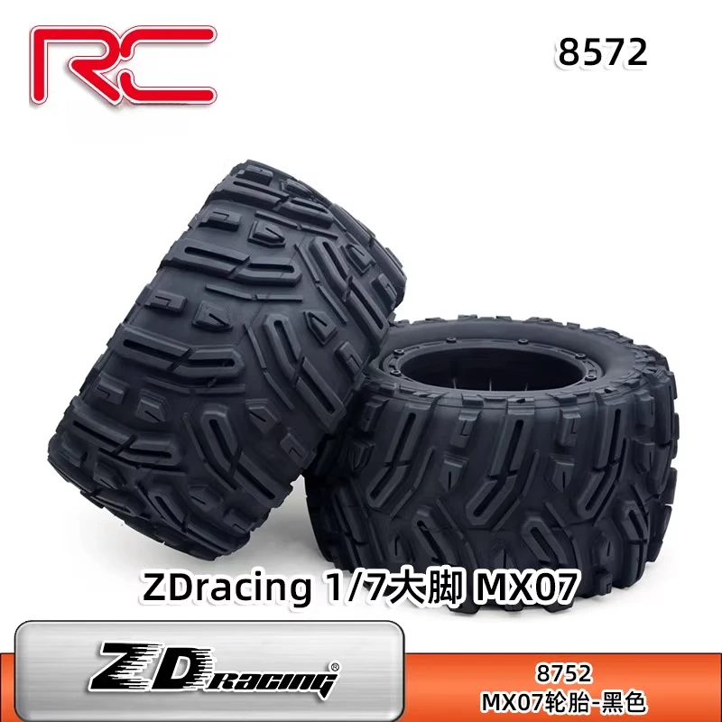 Black All-Terrain Tire Set 18mm 2Pcs Wheel Tyre 8752 for ZD Racing 1/7 MX07 Monster Truck RC Car Upgrade Accessories Parts