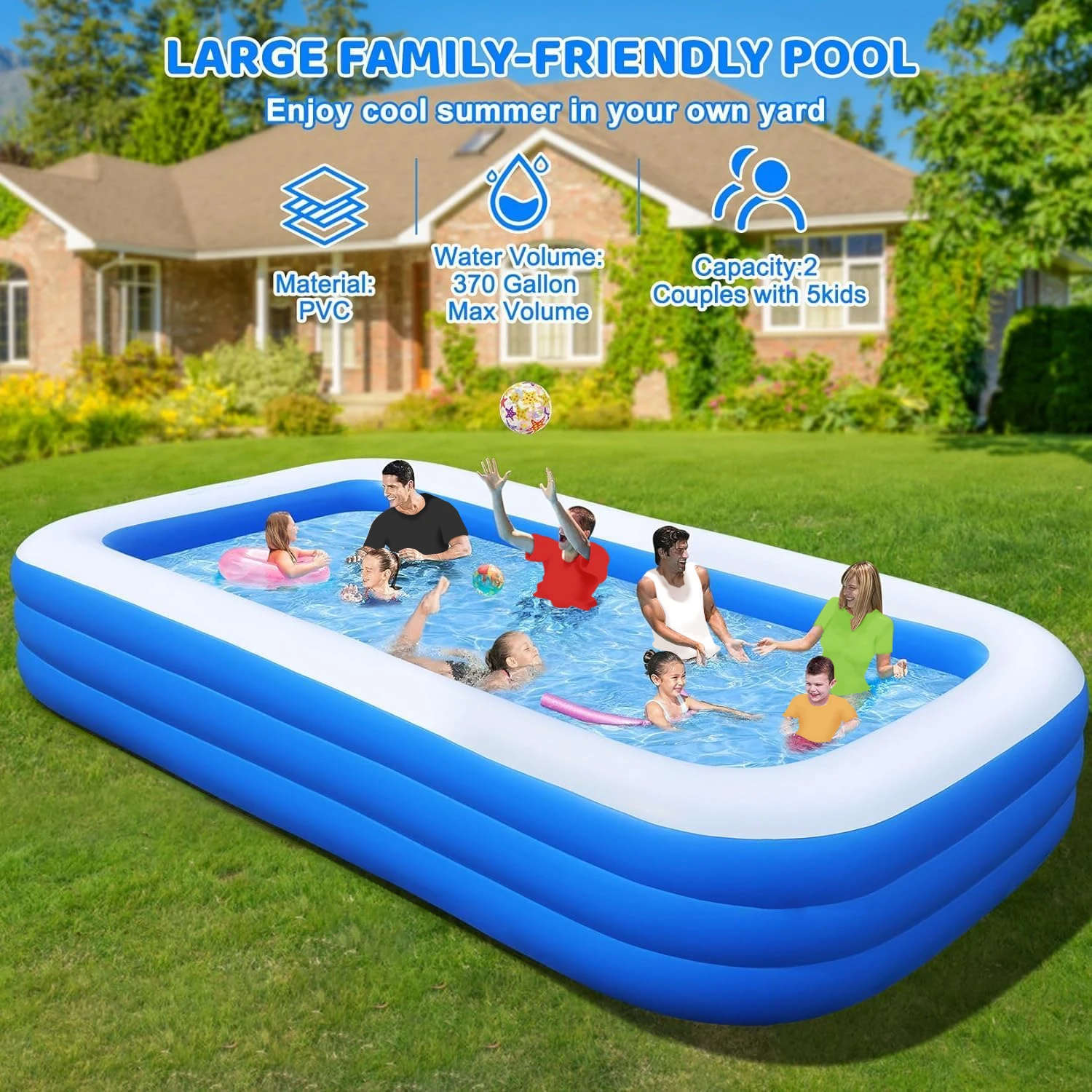 3M/2.6M/2M حمام سباحة قابل للنفخ للأطفال الكبار PVC حمامات حفلات عائلية كبيرة حمام سباحة خارجي سميكة لعب الأطفال ألعاب حمام السباحة