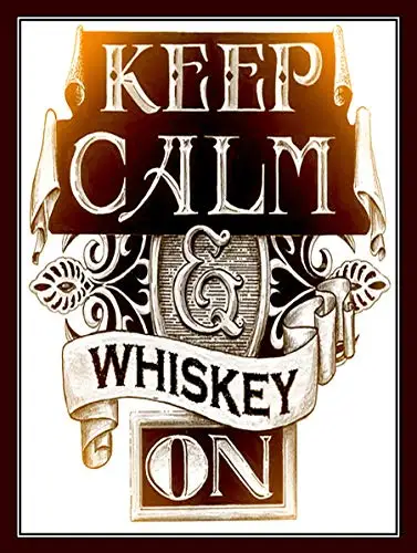 Keep Calm & Whiskey On Wall Poster Tin Sign Vintage BBQ Restaurant Dinner Room Cafe Shop Decor