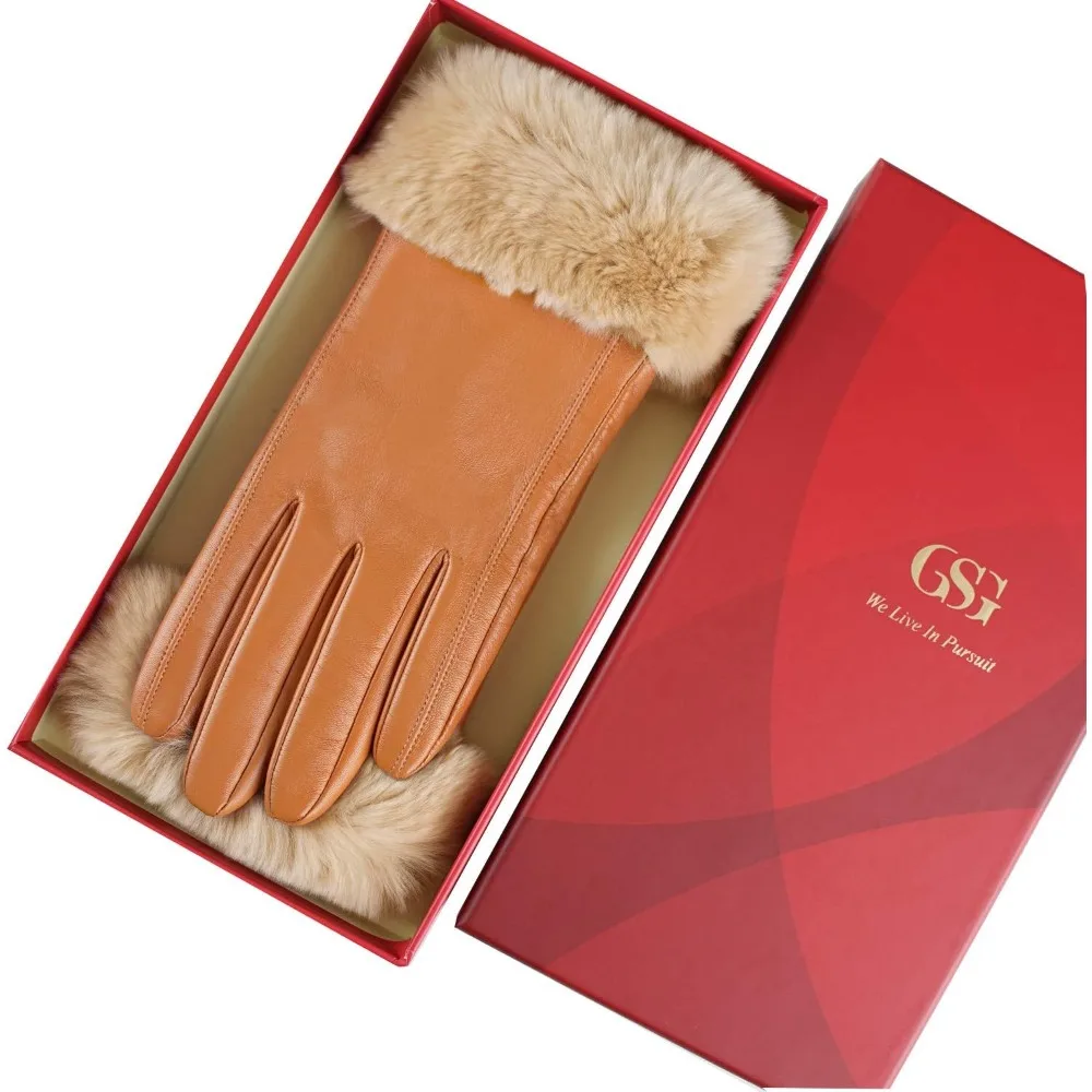 قفازات جلدية نسائية متعددة الألوان مع شاشة تعمل باللمس للقيادة في الشتاء الدافئ #5