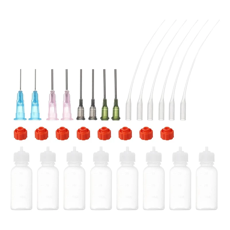 1 Unze Präzisions-Applikatorflaschen, 8 Stück 30 ml Nadelspitze Quetschflasche Kleine Quetschflaschen Mini-Nadelflaschenverschlüsse