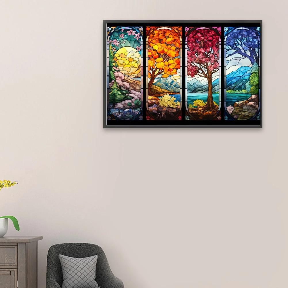 

Paint By Numbers Kit On Canvas DIY Oil Art Four Seasons Picture Decor 60x40cm