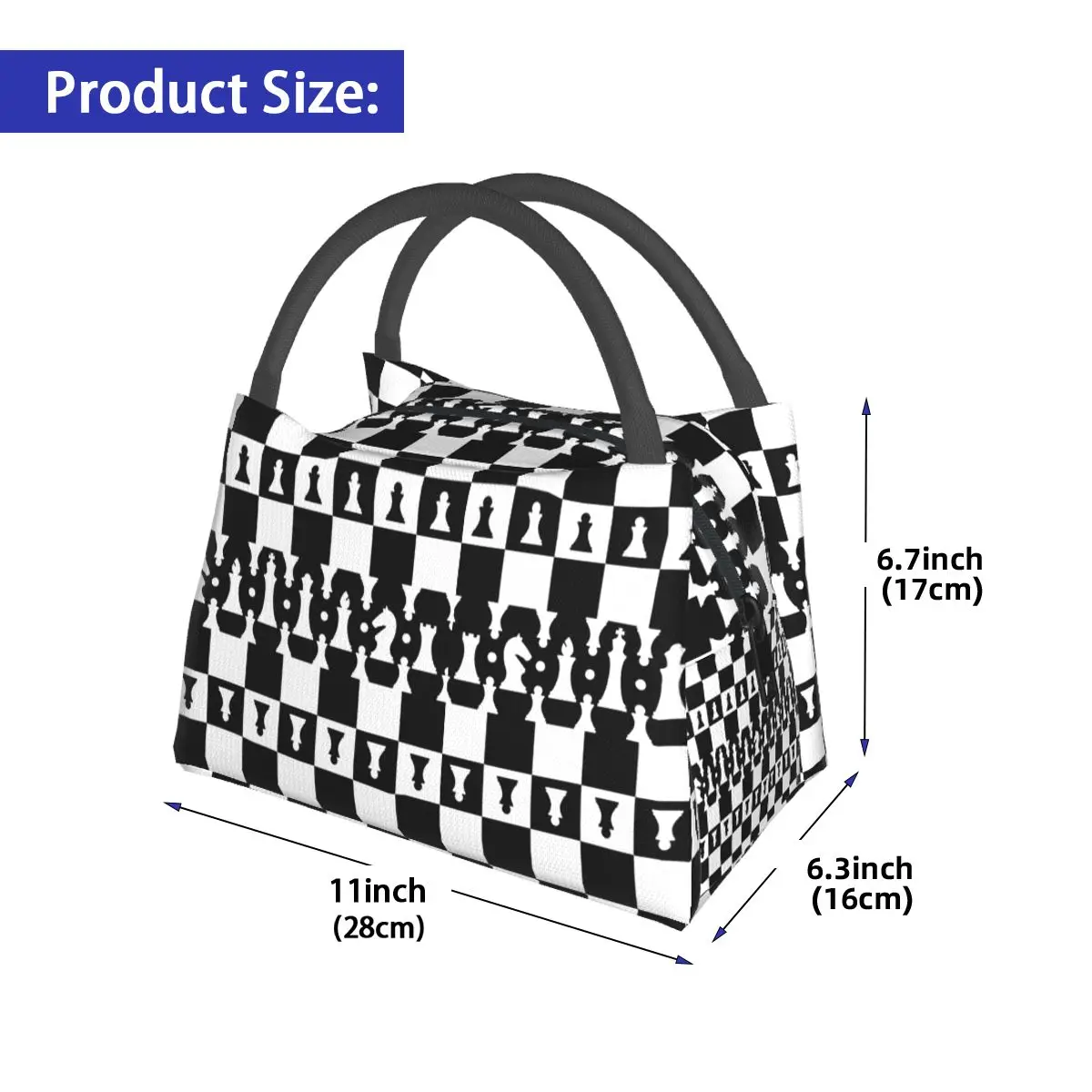 Chess Pieces On Board Chessboard Insulated Lunch Bag for Women Bento Storage Food Boxes Container Cooler Thermal Lunch Box Tote