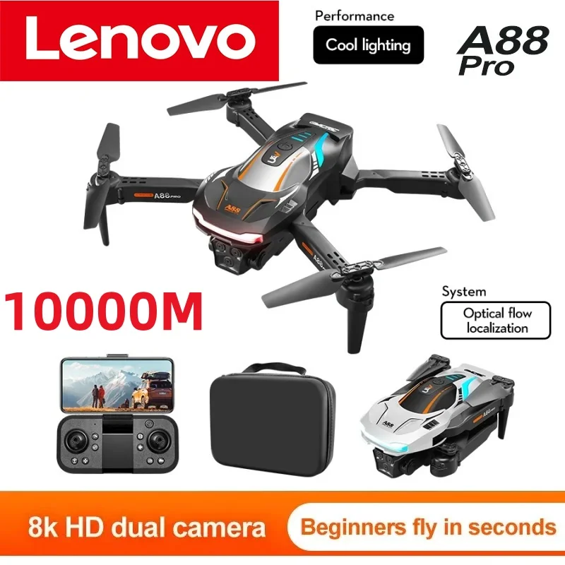 Lenovo-Dron A88 de 10000M, 8K, GPS, cámara Dual profesional, 5G, evitación de obstáculos, posicionamiento de flujo óptico, sin escobillas,