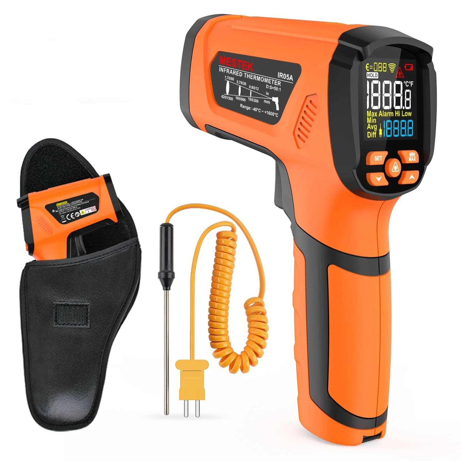 

LCD Industrial Thermometer Infrared Thermometer -50~1600C Laser Temperature Meter Digital Outdoor Laser Pyrometer IR Thermometer