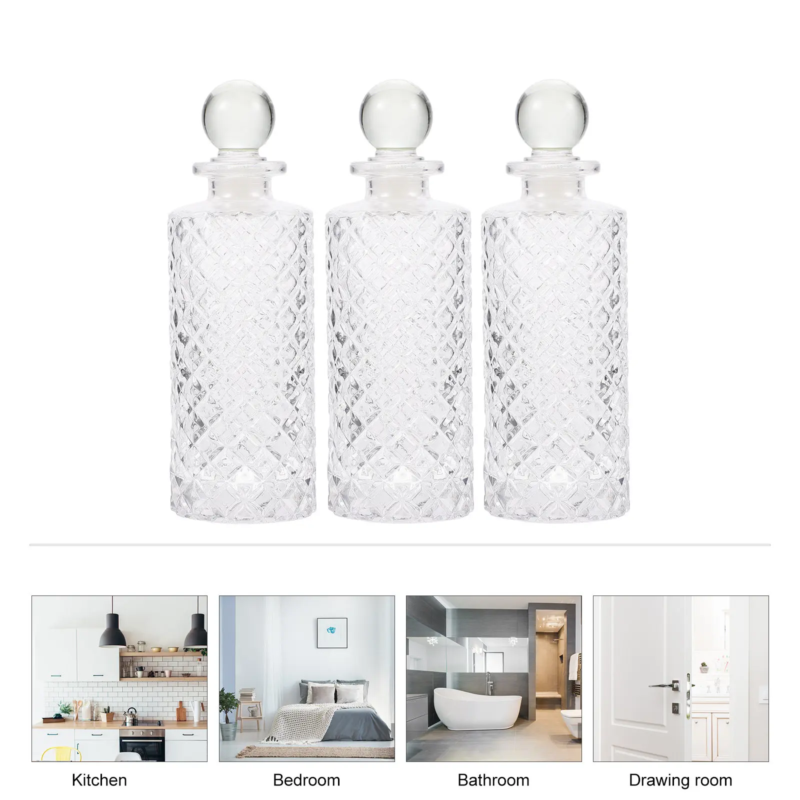 

3Pcs Glass Diffuser Bottles 150Ml Empty Aromatherapy Storage Container Refillable Fragrance Release Bottle for Home Office