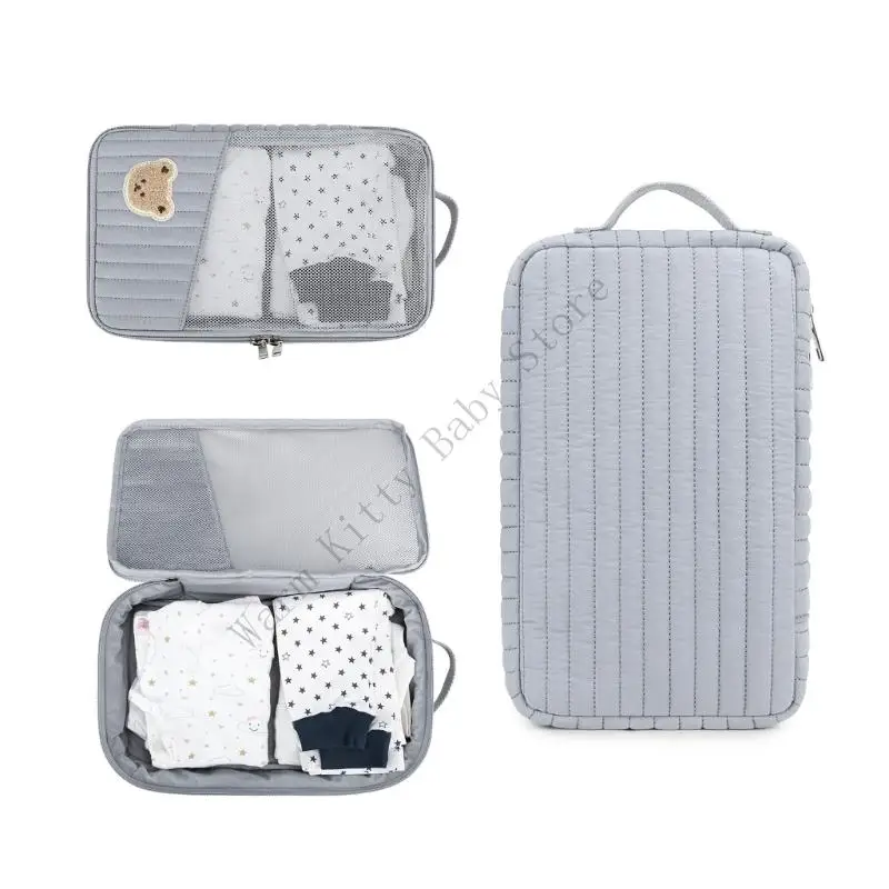 حقيبة حفاضات لتنظيم ملابس الأطفال القطنية من XXFE مع سحاب سريع الوصول، تصميم خفيف الوزن للسفر والاستخدام اليومي #3