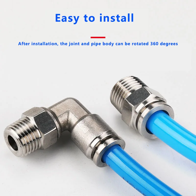 ERGAOBOY Lot 2 Raccords Pneumatiques Droits 4 Mm OD X 1/8 BSP Mâle – Acier Inox 304, Enfichables Rapides