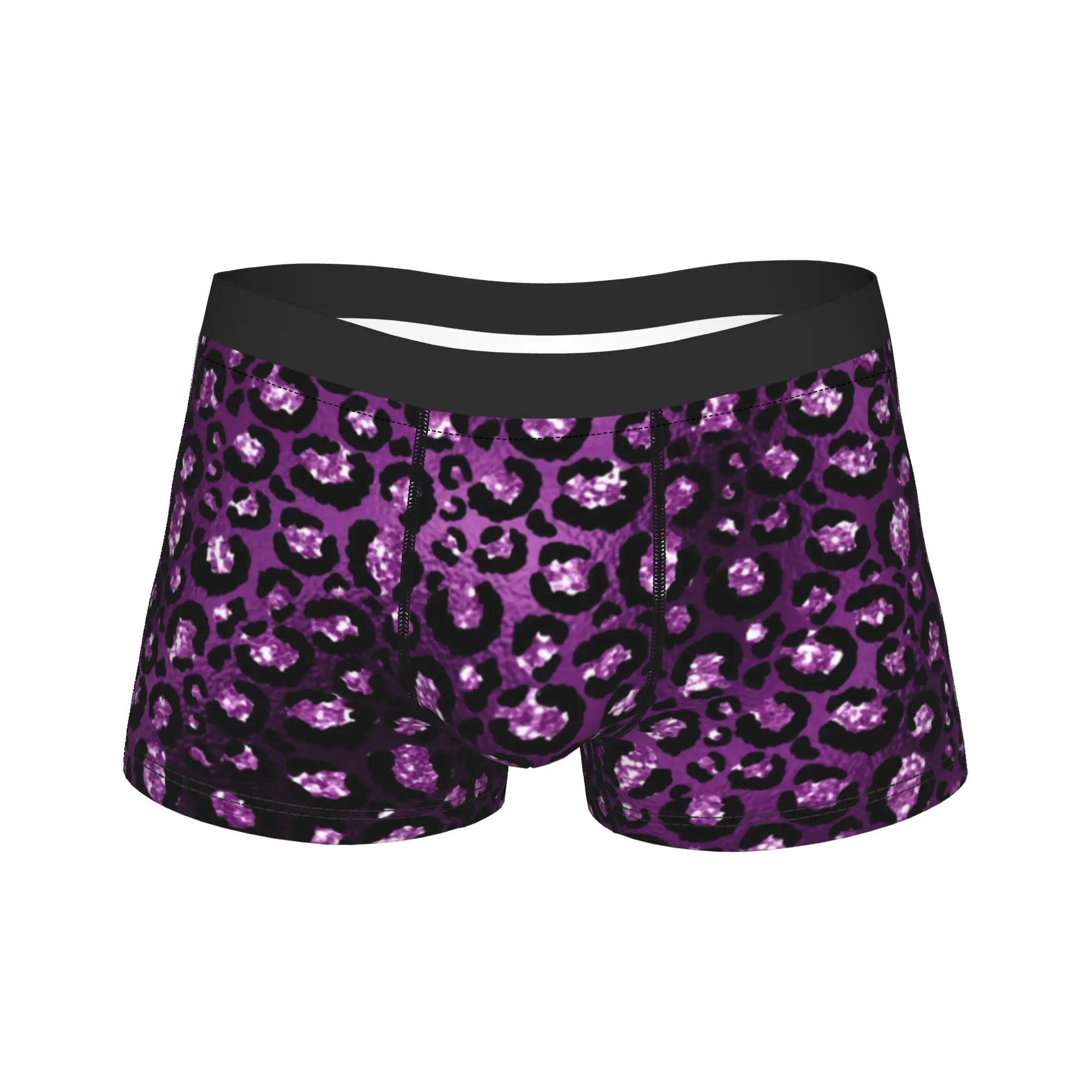 

Purple Ombre And Black Glam Glitter Leopard Spots Shorts Briefs Underwear Quality Males Soft Trend Trunk Large Size Underpants