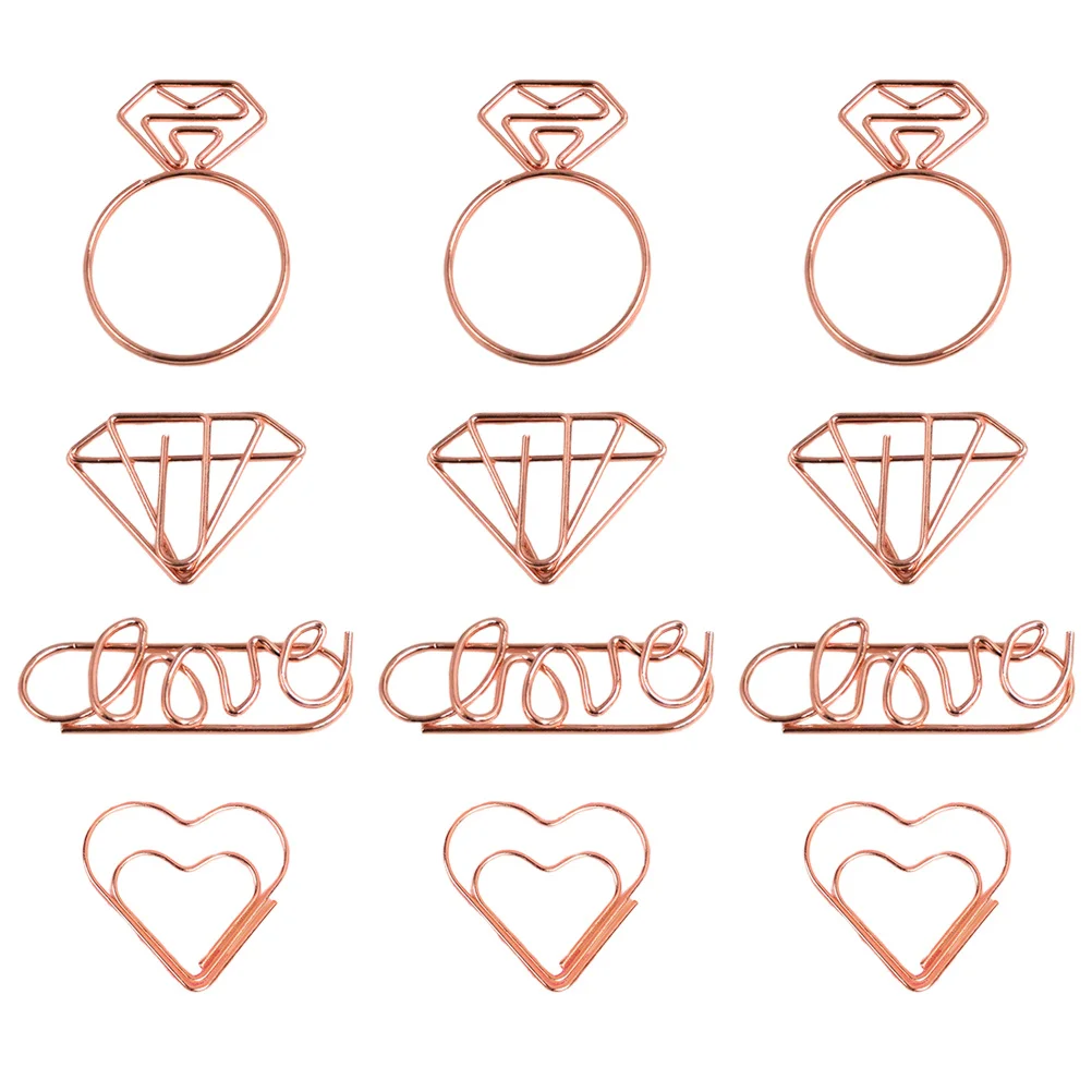 

20pcs Novelty Shaped Clips Bookmark Binder For Office School Ring Love Design Stationery Clips For Paper