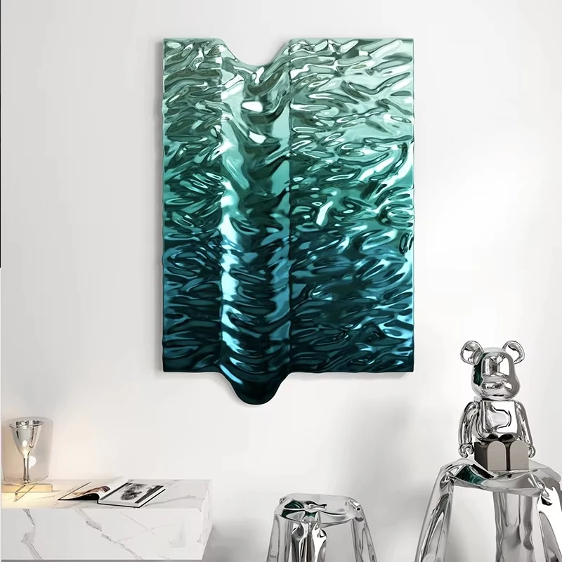 Water corrugated pattern stainless steel colored wall decoration, light luxury living room sofa background wall pendant BB019CO