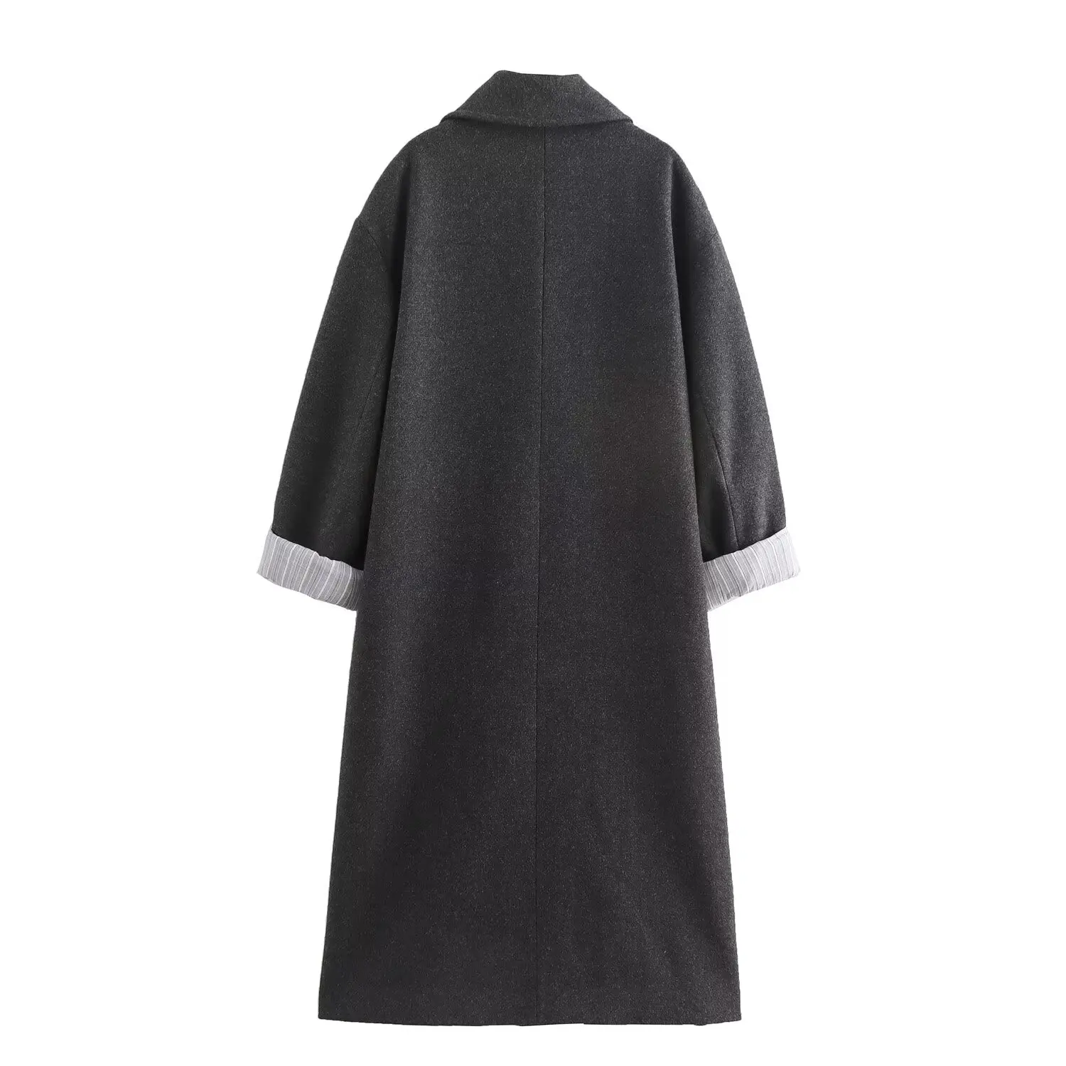 

ZBZA Autumn New Women's Loose Double-Breasted Faionable Coat Street Sle Long Sve Polyester Fiber Outerwear