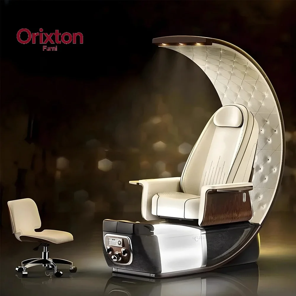 Modern Professional Throne High Back Foot Spa Massage Manicure Pedicure Chairs for Nail Salon With LED Base