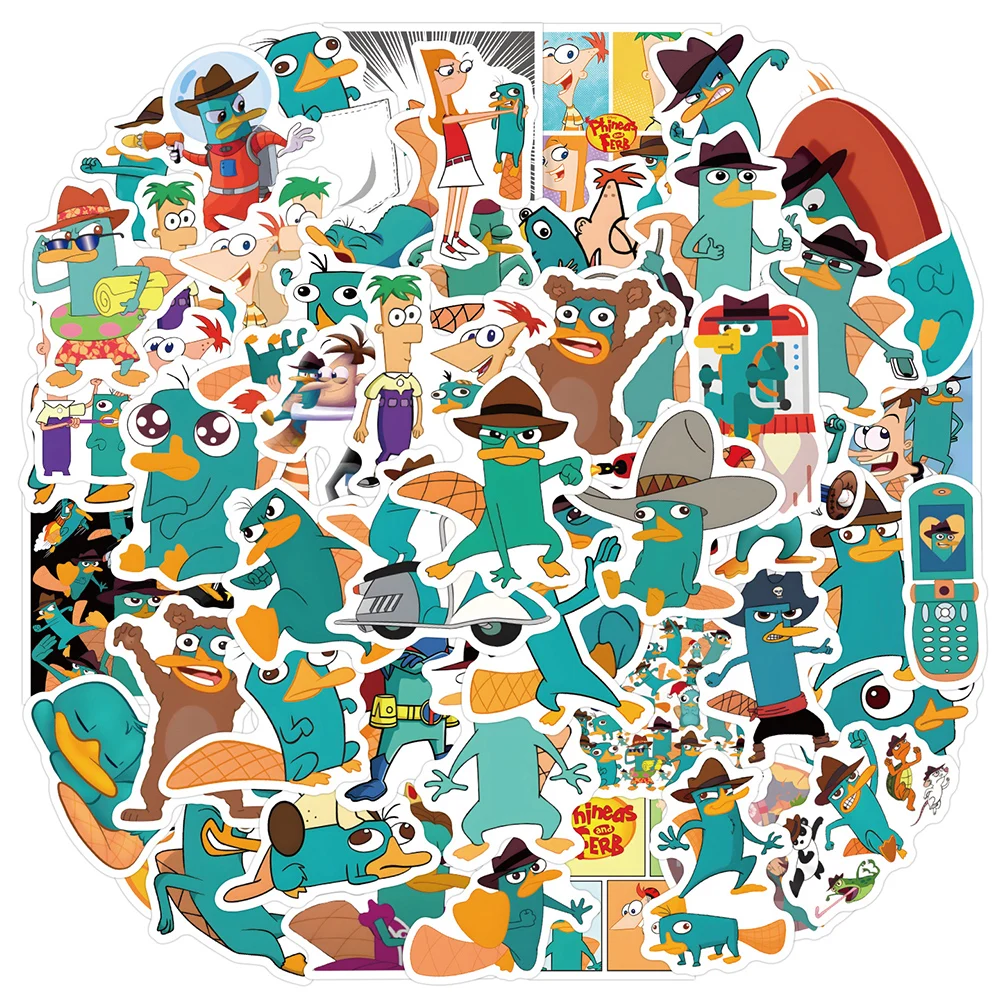 10/30/50pcs Disney Cartoon Phineas and Ferb Stickers Perry the Platypus Decals Toys Graffiti Phone Laptop Cute Sticker for Kids