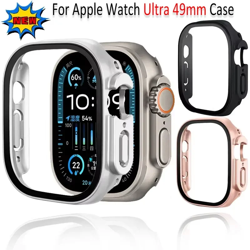 Tempered Glass+Case For Apple Watch Ultra 3 2 49mm PC Bumper+Screen Protective Shell For iWatch Ultra Anti-fall Protector Cover