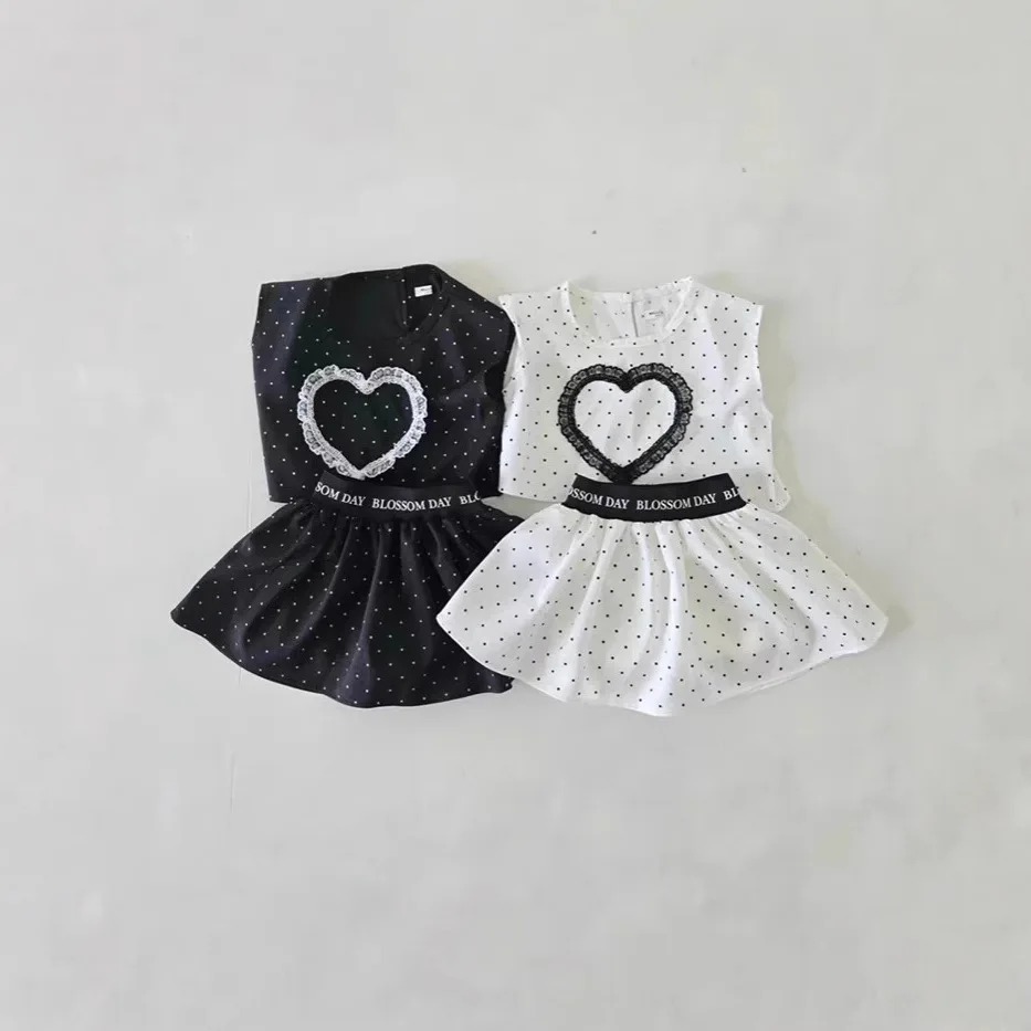 

2025 Summer New Baby Sleeveless Clothes Set Girls Cute Loose Polka Dot Vest + Skirts 2pcs Suit Kids Cotton Versatile Outfits