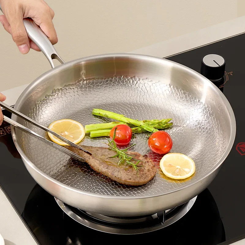 

CL316 stainless steel pan non-stick pan thickened multi-layer steel hammer titanium pan 0 coated household