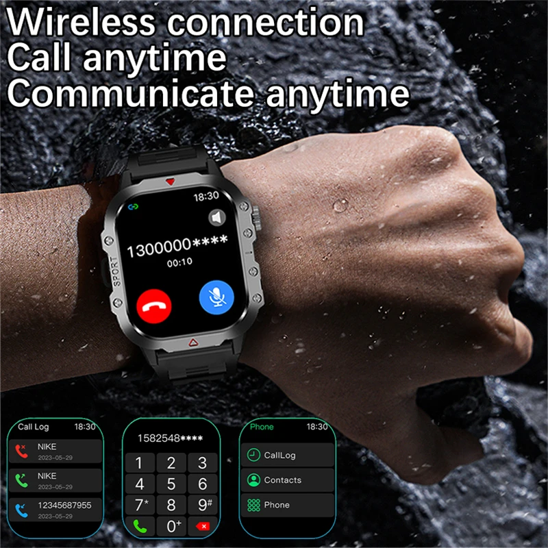 Outdoor Sports New Smartwatch 2.01'' AMOLED Display 100 Sports Modes Voice Calling Smart Watch Men Women Military Grade Watches