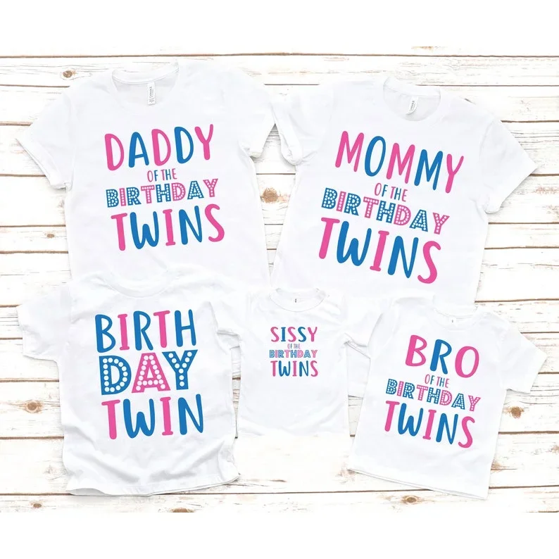 

Matching Family Outfits Clothes For twin rainbow Birthday Theme Family Look T-shirt Birthday boy girl birthday Party T shirt