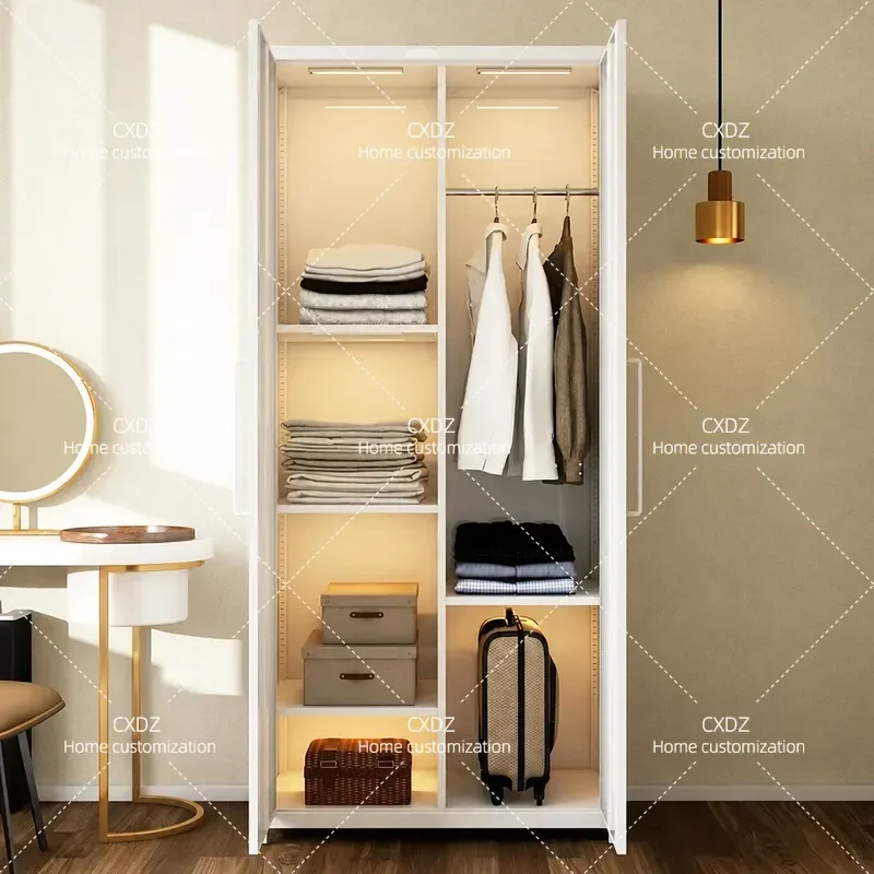 Simple Steel Wardrobe for Bedroom Durable Metal Clothing Cabinet Eco Friendly Odorless Storage Organizer for Rental Room Home