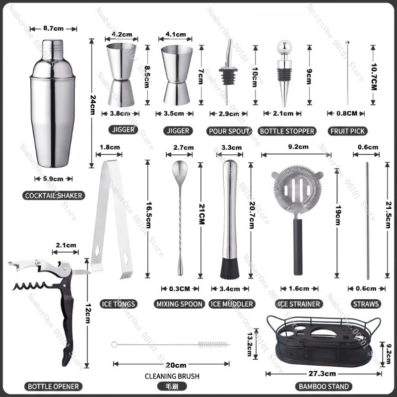 Professional Cocktail Shaker Set Bartender Kit Stainless Steel Bar Tool Set For Home Bar Restaurant Party Mixology Gift Barware